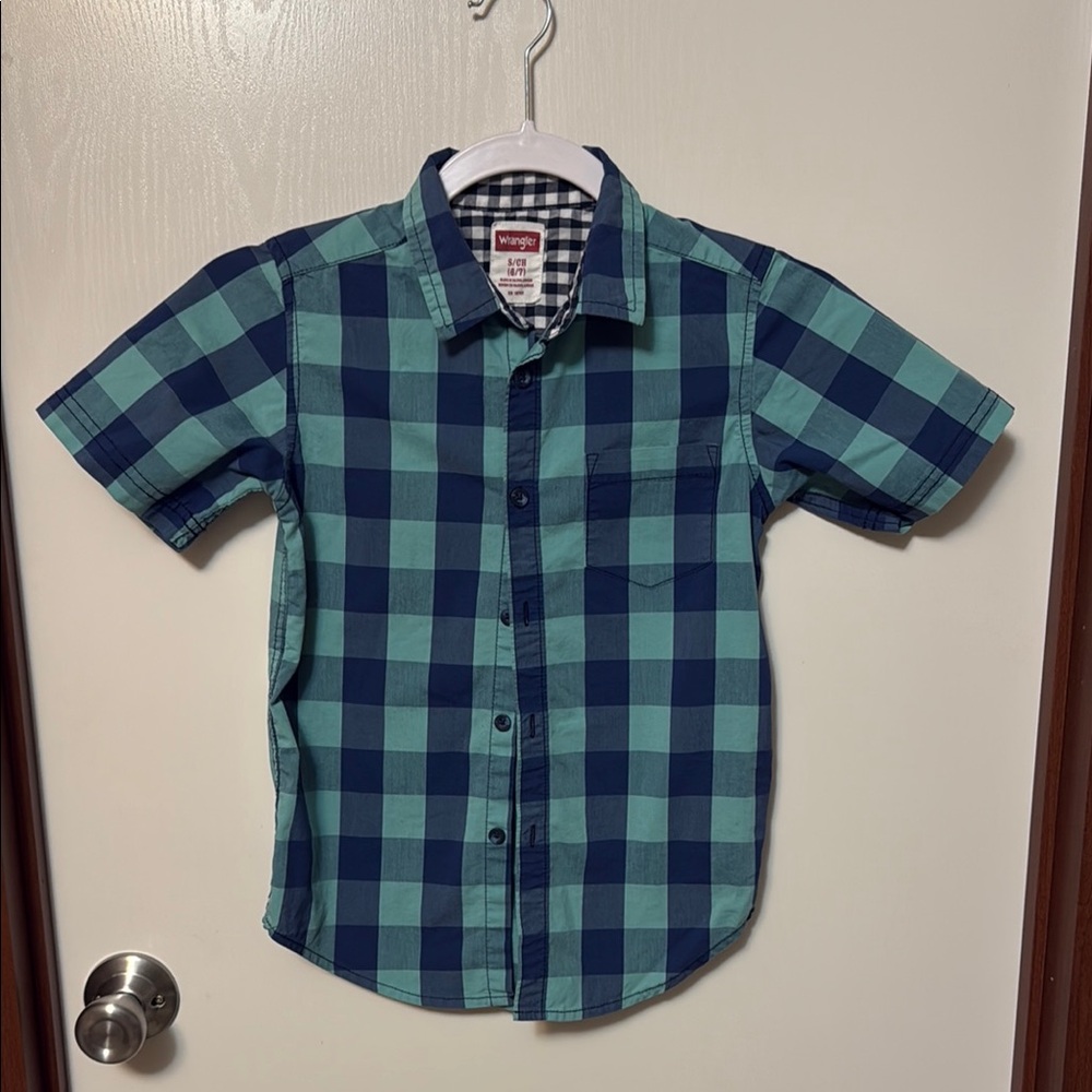 Wrangler Kids Blue Plaid Shirt Size S (6-7)